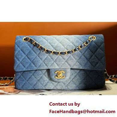 Chanel Washed Denim & Gold-Tone Metal Classic Flap 11.12 Handbag A01112 Blue 2025